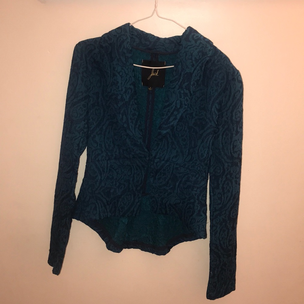 Teal patterned blazer